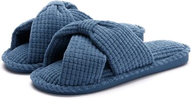 Жіночі капці Chantomoo з ефектом пам'яті (Memory Foam), відкриті пальці, вельветові домашні тапочки для ванної та спальні, протиковзкі, колір сапфіровий синій, розмір 35/36 EU