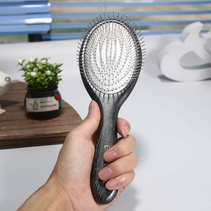 Масажна щітка для волосся BESTOOL антистатична Paddle Detangler з металевими щетинками для розплутування кучерявого та довгого волосся (вологе та сухе)