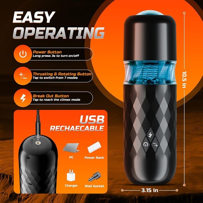 Електричний мастурбатор для чоловіків Guspiun з пультом дистанційного керування, 7 телескопічних функцій та 7 обертових режимів. Масажер для чоловічих статевих органів, еротичний масаж