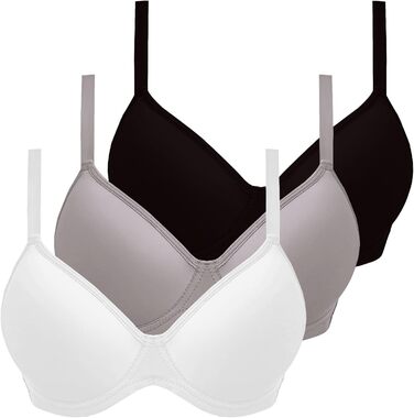 3 шт. бюстгальтери жіночі з пуш-ап, кісточки, комфортні, без кісточок, класичні, з регульованими бретелями, ідеальна посадка, набір 3 шт. (білий+сірий+чорний), 70C