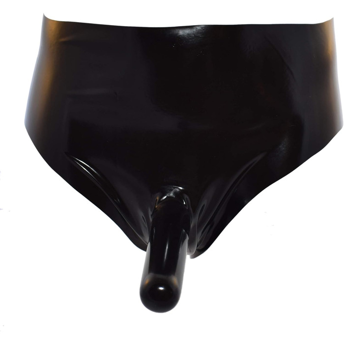 Шорти з латексу Rubberfashion з пеніс-чохлом та надувним дildo для ануса - чоловіча білизна з латексу, чорний, 0.4 мм