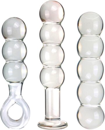 Скляний дилдо ZDJBFA 50 мм, 3 перлини: анальні кульки, масаж простати, стимуляція G-точки, для жінок