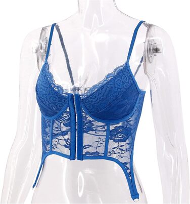 Топ-бралетта Tetudineu з квітковим вишиванням, шнурівка, блакитний (XS)