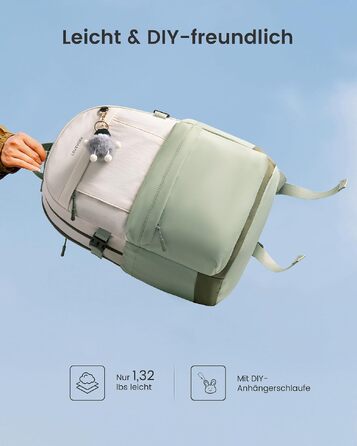 Жіночий рюкзак LOVEVOOK для ноутбука 15.6 дюймів, шкільний та робочий рюкзак для підлітків та студенток, легка сумка для подорожей, зелено-білий, розмір M
