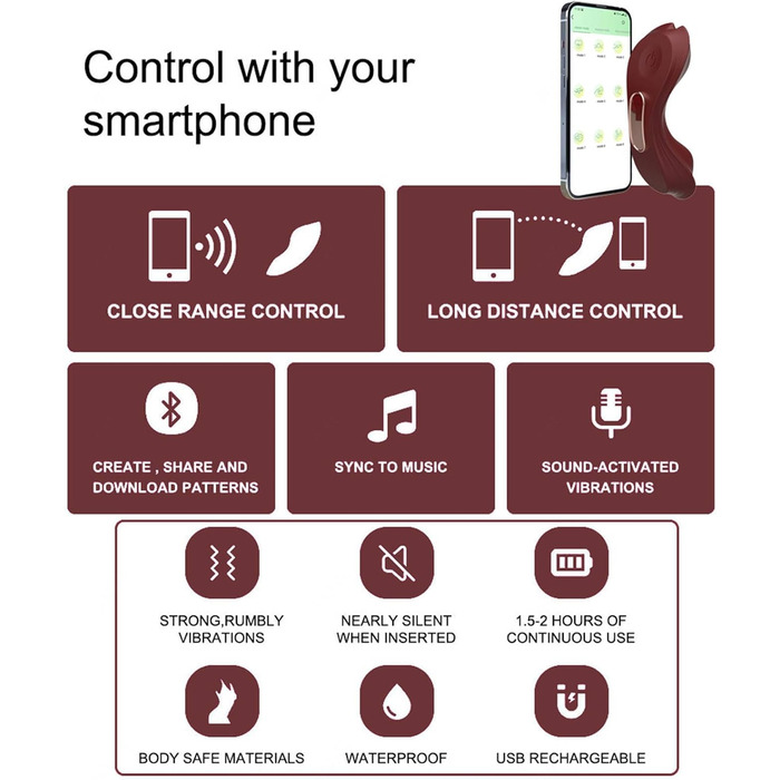 Вібратор Butterfly для жінок та пар, 10 режимів, тихий та потужний, з пультом керування через додаток, рожевий