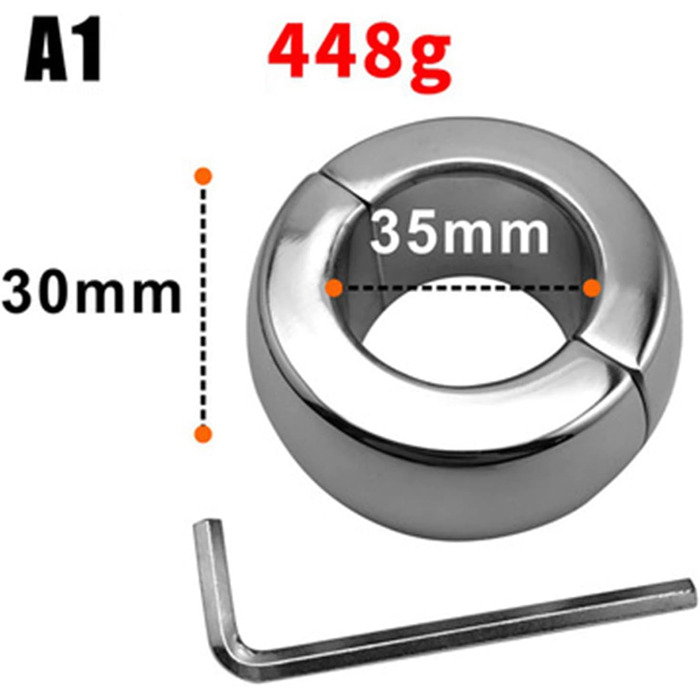 Металевий кільце для яєчок Hrekssi з магнітом, 30 мм - для контролю еякуляції, SM, сталевий