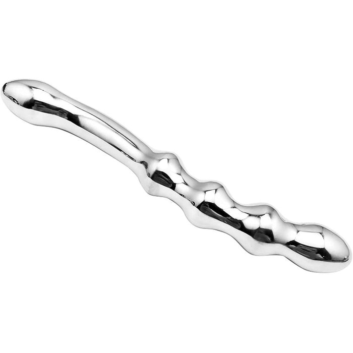 Анальний масажер з нержавіючої сталі з двома головками для стимуляції G-точки та простати. Підходить для чоловіків та жінок.