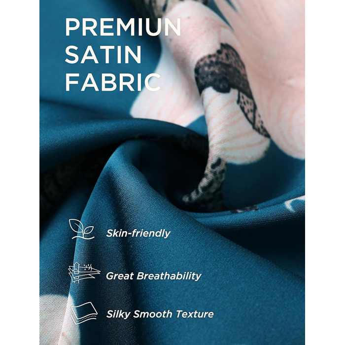 Babeyond Халат кімоно, довгий, квітковий принт, сатин, нічна сорочка, шовковий халат для вечірок, універсальний розмір, темно-зелений