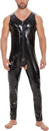 Чоловічий латексний комбінезон з відкритим промером SDGHH-8MMDM, 5XL, чорний
