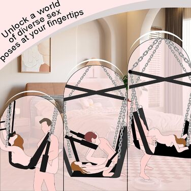 Гойдалка для дорослих BDSM Onyx 360° поворотна, стельовий ремінь для приміщень, розширена комфортна платформа, комплект