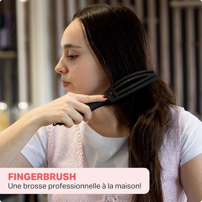 Щітка для волосся Olivia Garden Fingerbrush Care Iconic з нейлоновими щетинками для розплутування та стайлінгу, чорна, Small