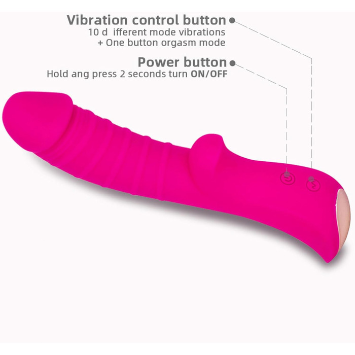 Вібратор для жінок G-Spot з 10 режимами, рожевий. Іграшка для дорослих, для пар.