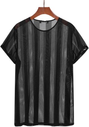 Чоловіча сорочка-футболка SUYGGCK на літо, прозора, сексуальна, для вечірок, повсякденний стиль, 3XL, чорна
