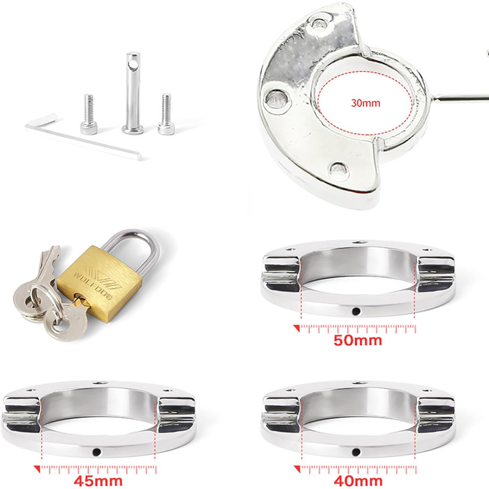 Сталевий кільцевий екстенсор для яєчок з замком та ключем. Кільце для яєчок, сталь, 50 мм. Іграшки для чоловіків, SM, Bondage