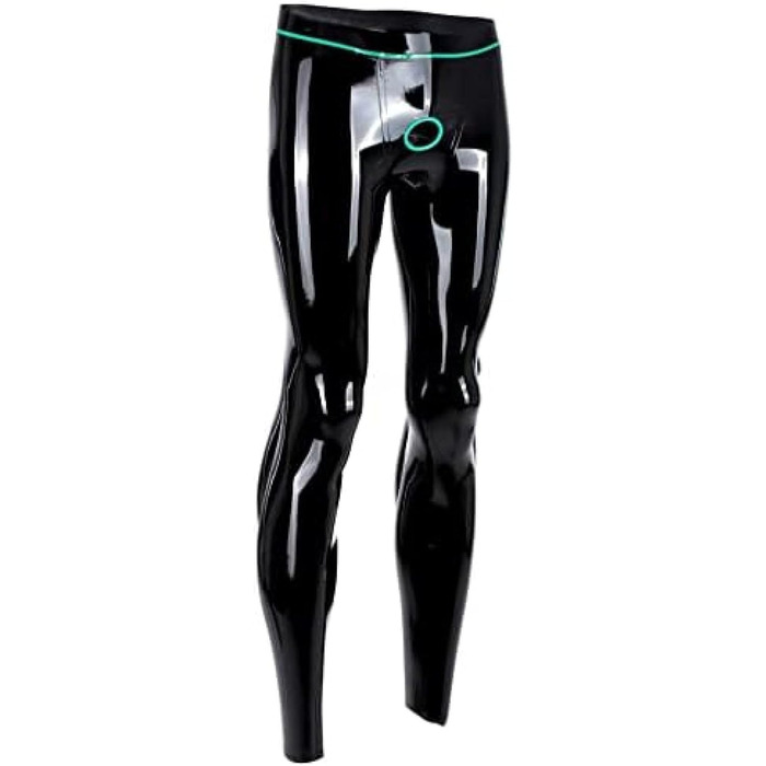 Чоловічі латекс-легінси, тонкі гумові легінси з кільцями, індивідуальний дизайн, чорний, 3XL