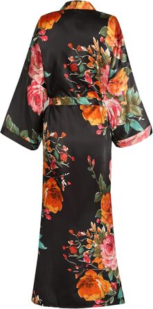 Жіночий халат goodmansam, довгий, квітковий сатин, кімоно, весільний, для нареченої, нічний, XL-XXL, чорний