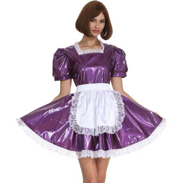 Квіткове PVC-плаття для перевдягання з квадратним вирізом, фіолетове, 3XL