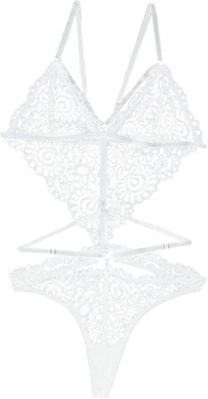 Піжамний комплект для жінок: короткий штанний халат з штангами, сексуальна спідня білизна, комплект спідньої білизни з бюстгальтером push-up та стрингами (20240305cmhqq542weißj, S)