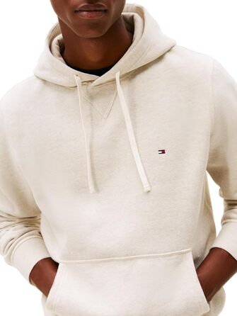 Чоловічий худі Tommy Hilfiger Seasonal Fleece з кишенею-кенгуру, бежевий (Heathered Oatmilk), розмір XXL