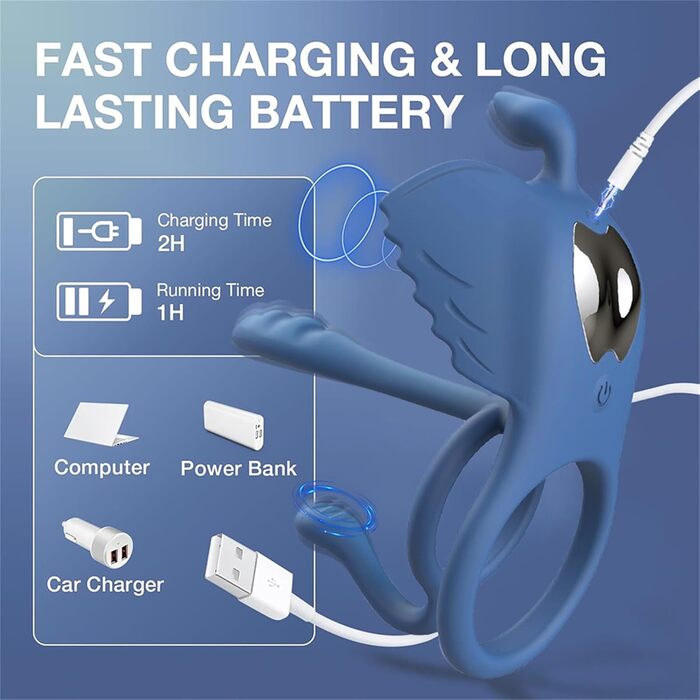 Вібратор для чоловіків 4-в-1: кільце для статевого члена, вібратор, масажер, стимулятор клітора. Чорний