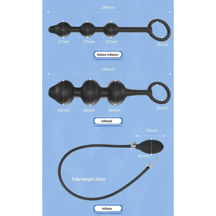 Анальний дилататор з силікону 3 шт. набір, надувний, для анального сексу, масажер, для пар, експандер