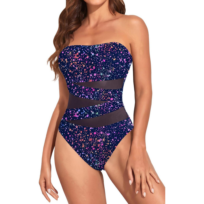 Купальник Hoipick Bandeau суцільний, з мереживним вирізом, ефект контролю живота, колір 