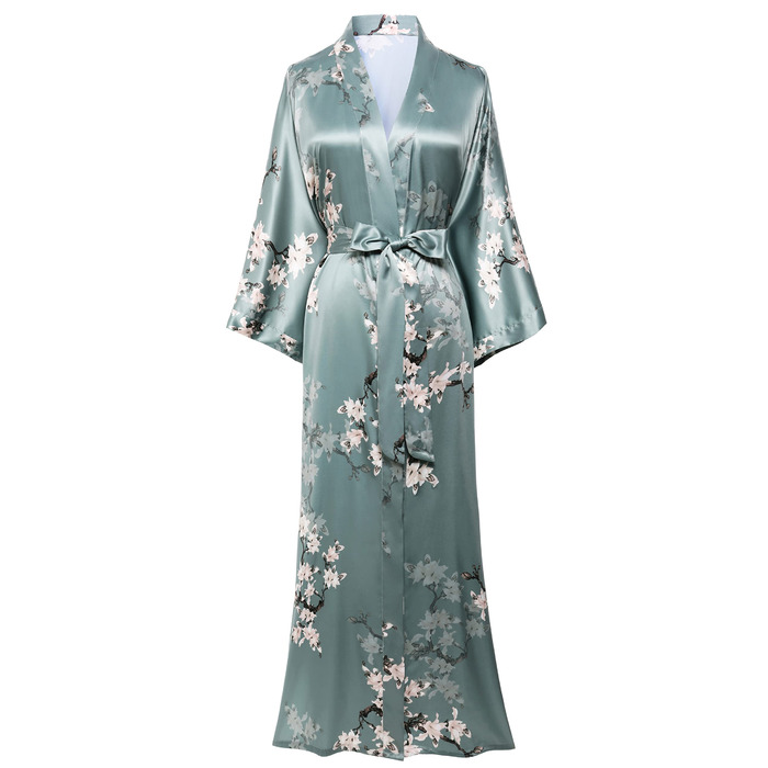 Халат жіночий довгий шовковий, квітковий принт, Babeyond - ідеальний для дому та вечірок