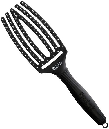 Щітка для волосся Olivia Garden Fingerbrush Care Iconic з нейлоновими щетинками для легкого розплутування та стайлінгу, Black Medium