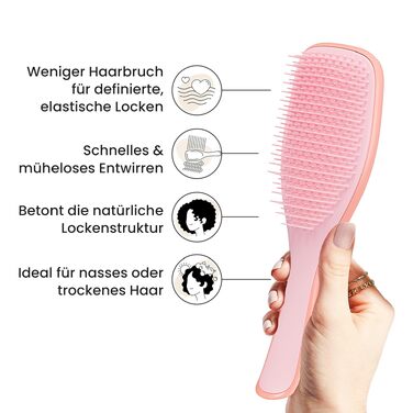 Щітка для волосся Tangle Teezer Ultimate Detangler для кучерявого та жорсткого волосся (типи 3C-4C), розплутуюча, дворівневі щетинки для визначення локонів та зменшення пухнастості, Манго та Рожевий