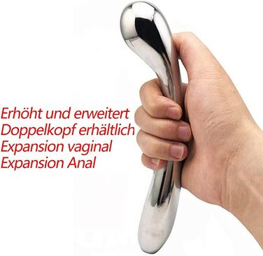 Анальний масажер з нержавіючої сталі YCGLX для стимуляції G-точки та простати, подвійний наконечник, для чоловіків та жінок