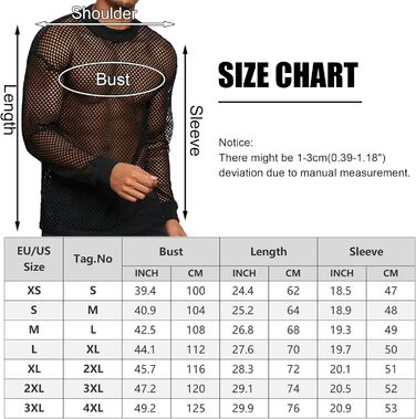 Чоловіча сітка AIEOE: прозора сорочка з довгим рукавом, чорна, розмір M