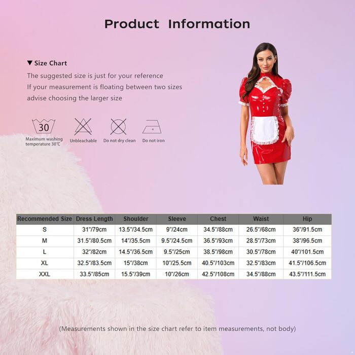 Сукня для прислуги з ПВХ Jhaoyu, чорна, бодікон, з рюшами, для косплею, карнавалу, розмір XXL