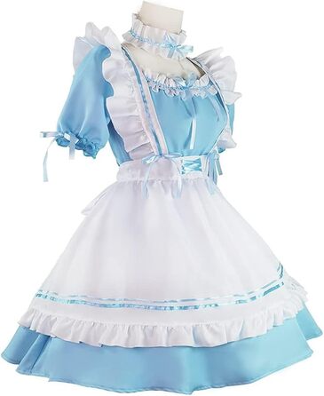 Костюм горничної в стилі аніме: костюм горничної, косплей, костюм на Хелловін, блакитний колір, розмір L