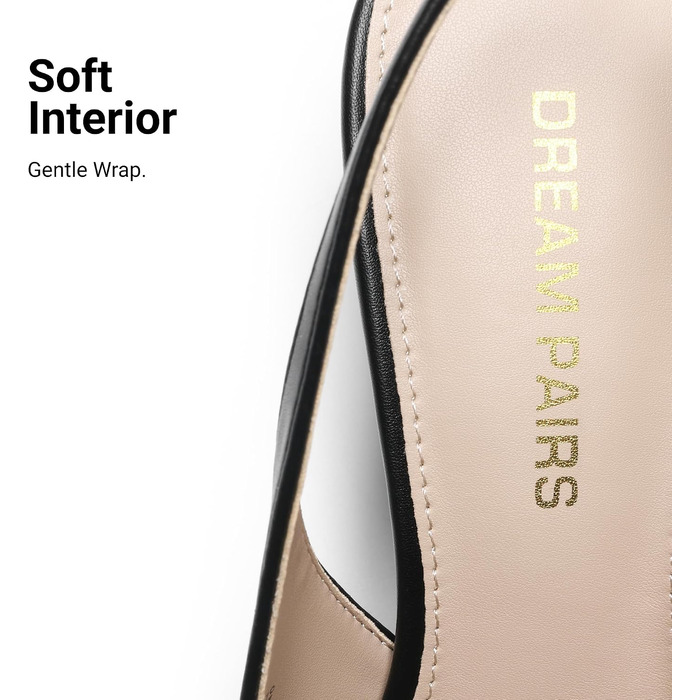 Жіночі туфлі-човники Dream Pairs на низьких підборах (kitten heels) з відкритою п'ятою, чорні, екошкіра, розмір 40 EU