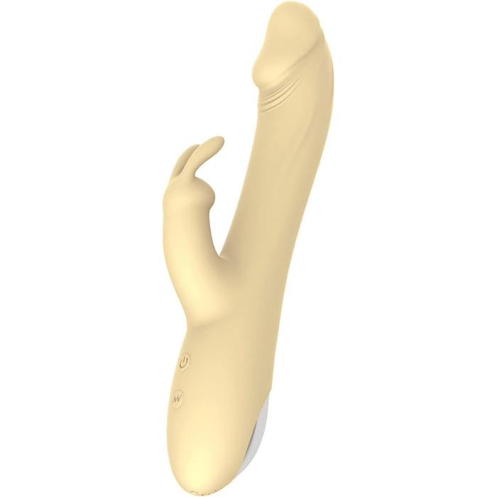 Масажер силіконовий вібраційний для жінок, JFRong, 10 режимів, 3 функції, анальний вібратор, Rabbit Dildo (Жовтий)