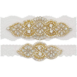 Шнурок для нареченої з мереживом та аплікацією, білий, розмір S