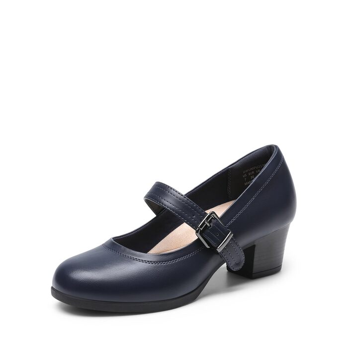 Жіночі туфлі Mary Jane DREAM PAIRS на масивному високому каблуці, темно-сині, розмір 37 EU