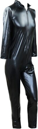 Чоловічий комбінезон iiniim з ефектом мокрого блиску, лакована шкіра, чорний