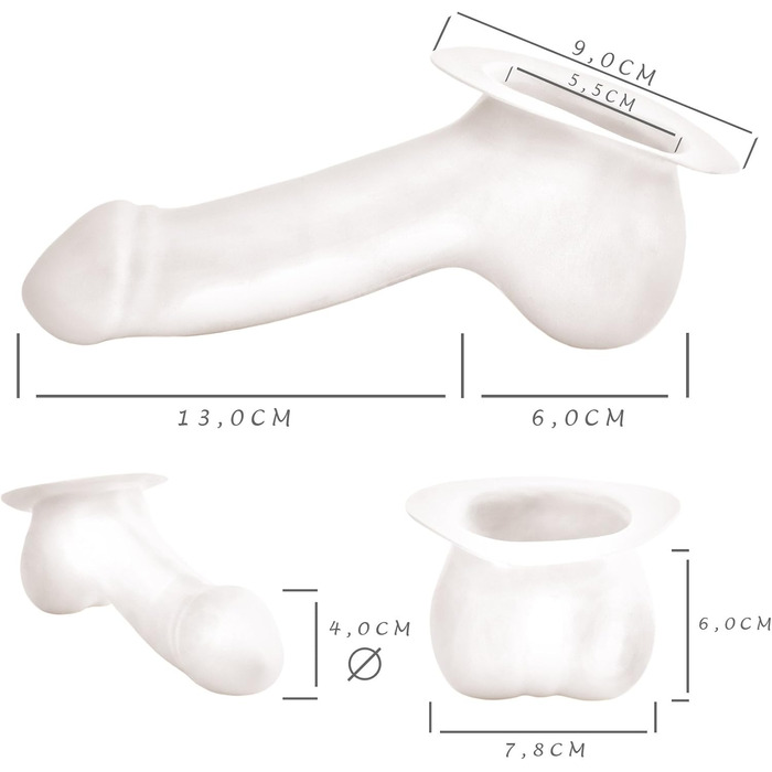 TOYLIE Latex Пеніс-чохол, 13 см, неоновий оранжевий, з платформою для кріплення до латексного одягу. Чохол для пеніса з мішком та виразною головкою, виготовлено в Німеччині.