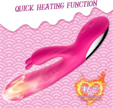 Вібратор G-Spot для жінок, силіконовий, 10 режимів, з підігрівом, рожевий - стимулятор клітора, секс-іграшка для пар