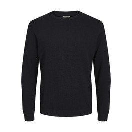 Чоловічий в'язаний однотонний светр JACK & JONES, чорний, розмір L
