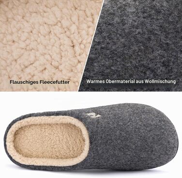 Чоловічі домашні капці RockDove з підкладкою з шерпи та ефектом пам'яті Memory Foam, сірі, розмір 42/43 EU