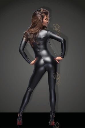 Комбінезон жіночий Noir Handmade з ефектом мокрого блиску, F162, чорний