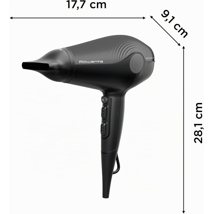 Фен для волосся Rowenta Silent 2100 CV6430F0 UltraSilence: 2100 Вт, іонізація, компактний, з дифузором