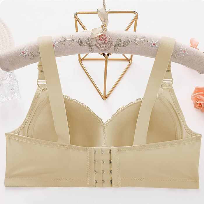 3er комплект бюстгальтерів без кісточок Push Up для великих грудей (90B) - чорний, бежевий, червоний