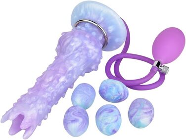 Надувний дилдо Овопозитор з 5 яйцями, силікон. Іграшки для дорослих, анальні, G-spot, для пар. Синій.