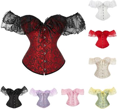 Корегуюча топ-корсет з мереживом для повних грудей. Червоний, з шнуруванням спереду, мереживний, готичний, сатиновий, з кісточками, повний, для тілу, великі розміри, XS