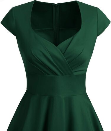 Сукня в стилі 1950-х, ретро-коктейльна, рокабілі, Bbonlinedress, темно-зелена, V-подібний виріз, спідниця-сонце, вечірня, для вечірок