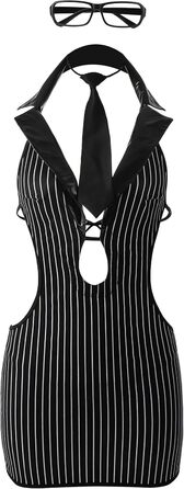 EROMATE Костюм Секретарки для жінок. Міні-костюм, спідниця, топ, чорний (L-XL)