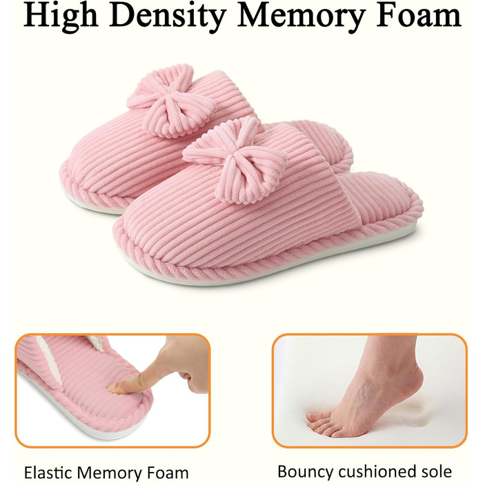 Жіночі зимові капці Coswind з ефектом пам'яті Memory Foam, плюшева підкладка та вельветовий верх, рожеві (розмір 36.5/38 EU)